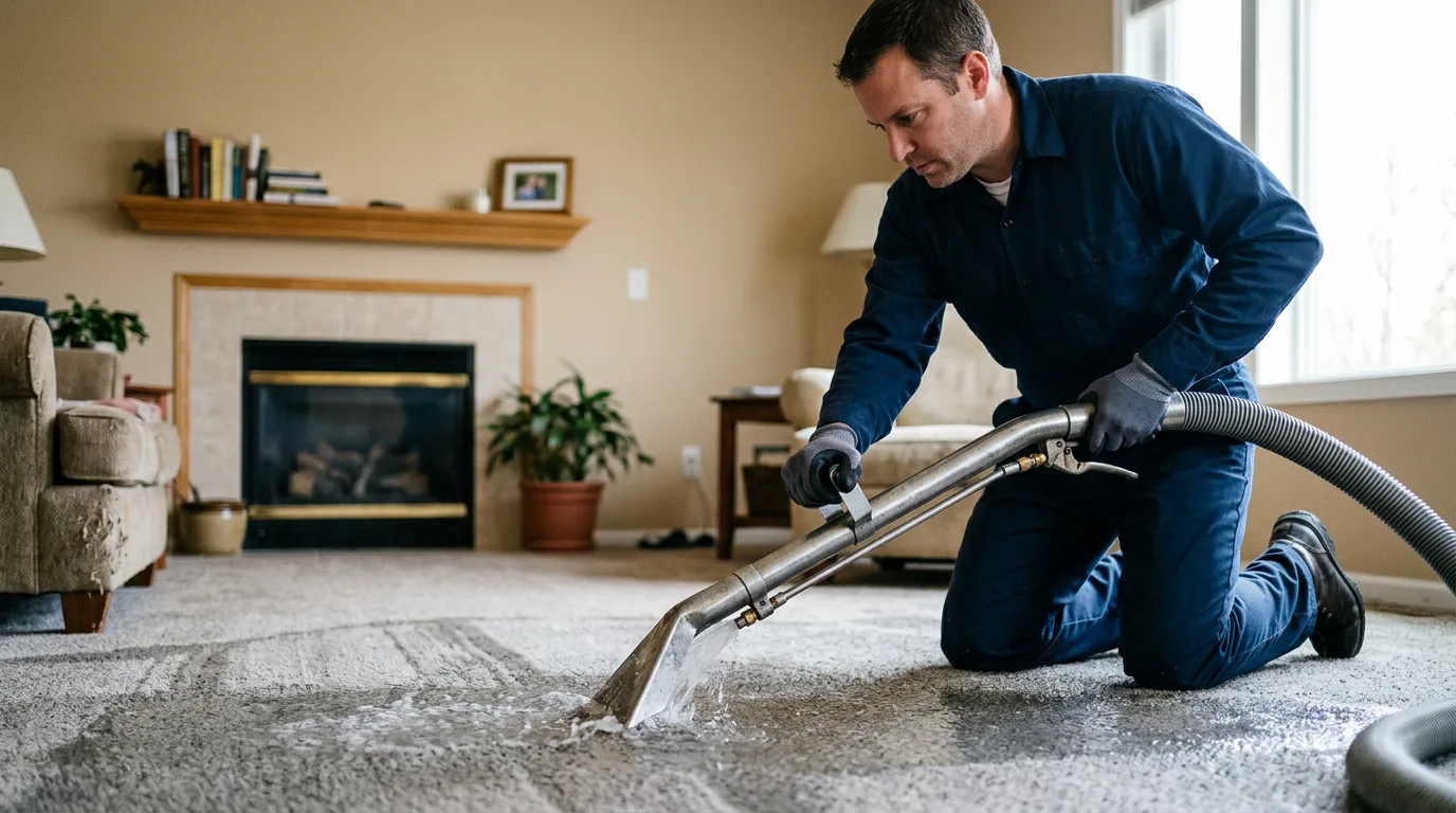 Water damage restoration technician working near Basye, VA